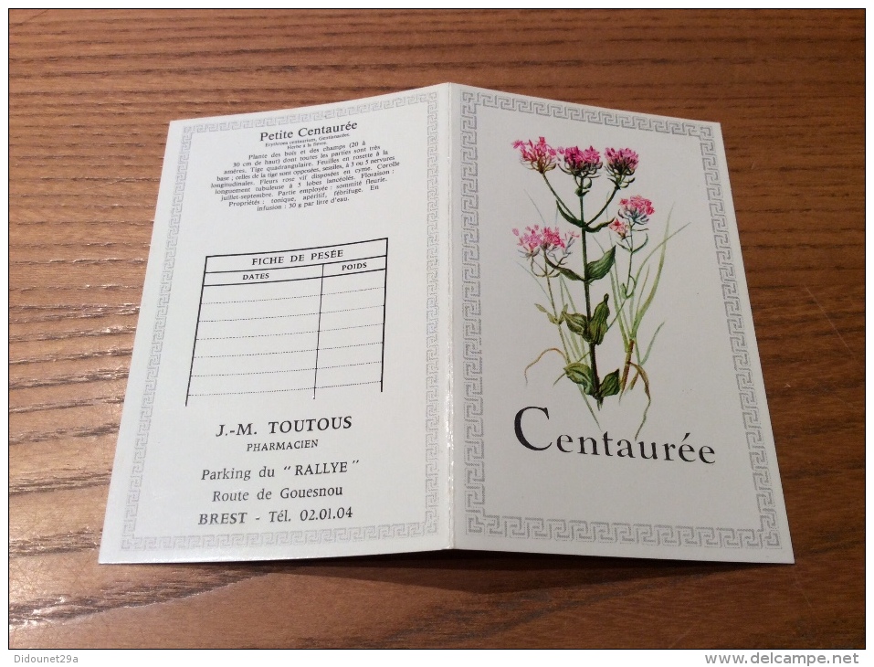 Calendrier 1980 "TOUTOUS PHARMACIE BREST / Centaurée (fleur, Plante)" (10x13cm) - Formato Piccolo : 1971-80