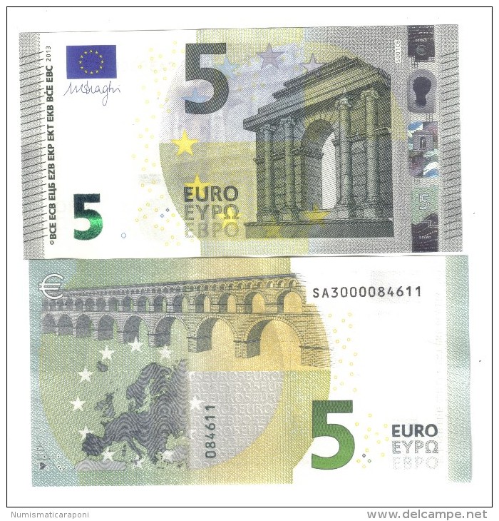 NEW 5 € 2013 ITALIA SERIE SA Mario Draghi FDS UNC DA MAZZETTA S001 Cod.€.119 - 5 Euro