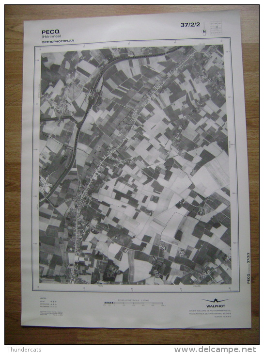 GRAND PHOTO VUE AERIENNE 66 Cm X 48 Cm De 1979 PECQ HERINNES - Topographical Maps