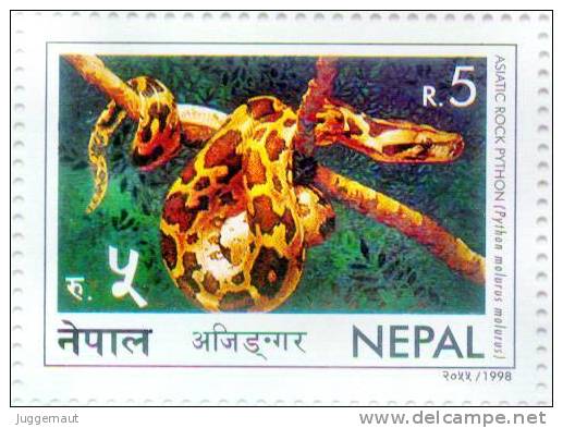 ASIATIC ROCK PYTHON SNAKE STAMP RUPEE 5 NEPAL 1998 MINT MNH - Snakes