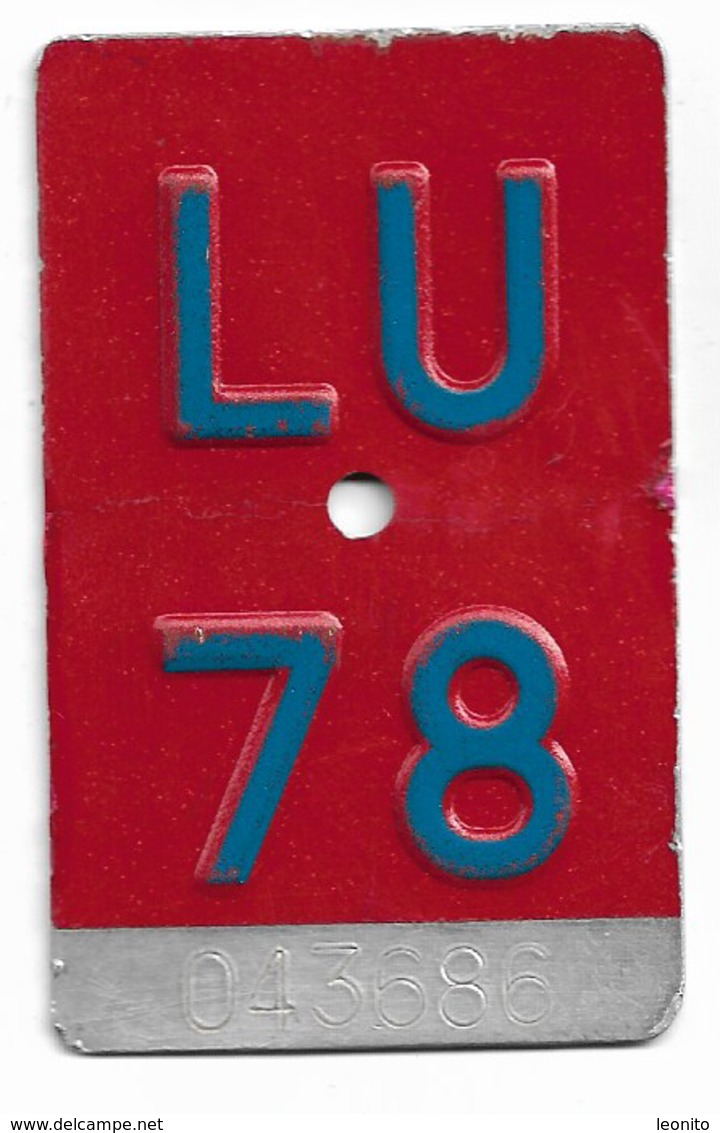 Velonummer Luzern LU 78 - Plaques D'immatriculation