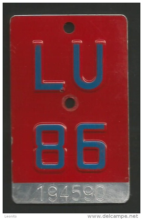 Velonummer Luzern LU 86 - Plaques D'immatriculation