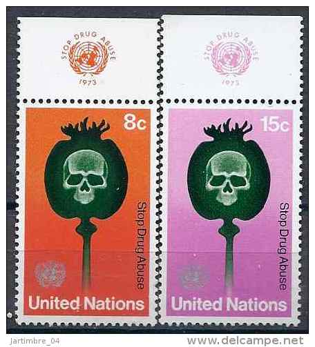 1973 NATIONS UNIES 229-30** Drogue, Pavot - Nuevos