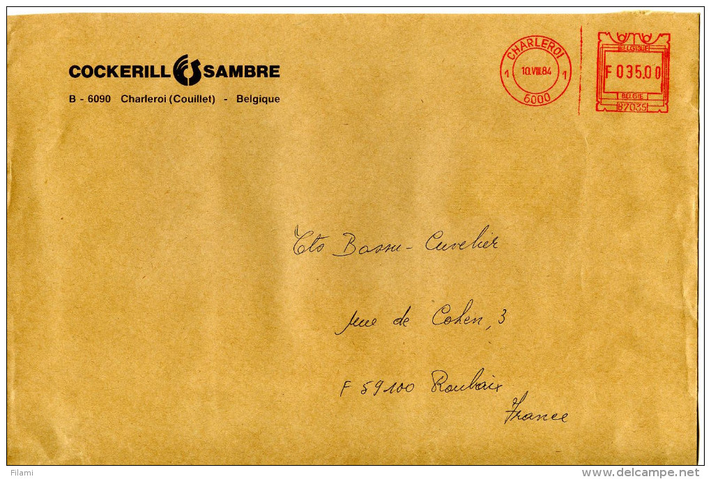 EMA Usine,industrie,société Sidérurgique Et Charbonière,Cockerill Sambre,Charleroi,Belgique,lettre Obliterée 10.8.1984 - Fábricas Y Industrias