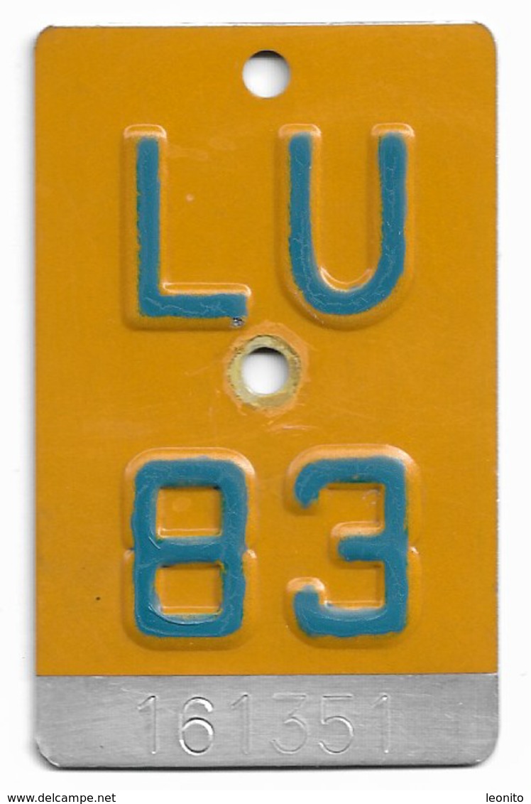 Velonummer Mofanummer Luzern LU 83 - Kennzeichen & Nummernschilder