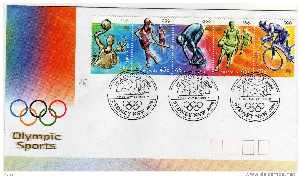 Australie 2000  Fdc Séries Jeux Olympiques De Sydney Bande De Timbres Se Tenant - Sommer 2000: Sydney - Paralympics