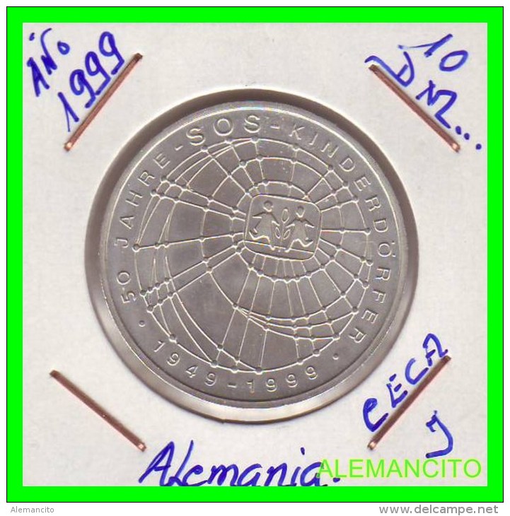 ALEMANIA  - BRD  - MONEDA DE 10 DM  PLATA  S/C  AÑO 1999-J - Conmemorativas