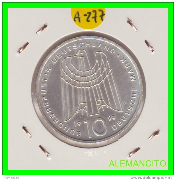 ALEMANIA  - BRD  - MONEDA DE 10 DM  PLATA  S/C  AÑO 1999-J - Conmemorativas