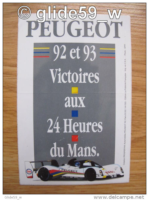 Autocollant PEUGEOT 92 Et 93 - Victoires Aux 24 Heures Du Mans - Stickers