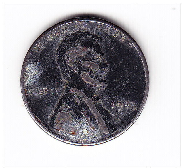 1943  USA 'Wheat' Steel  1 Cent Coin - 1959-…: Lincoln, Memorial Reverse