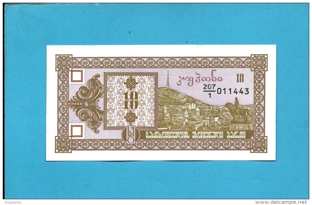 GEORGIA - 10 ( Laris ) - First Issue - ND ( 1993 ) - Pick 26 - UNC. - GEORGIAN NATIONAL BANK - 2 Scans - Georgië