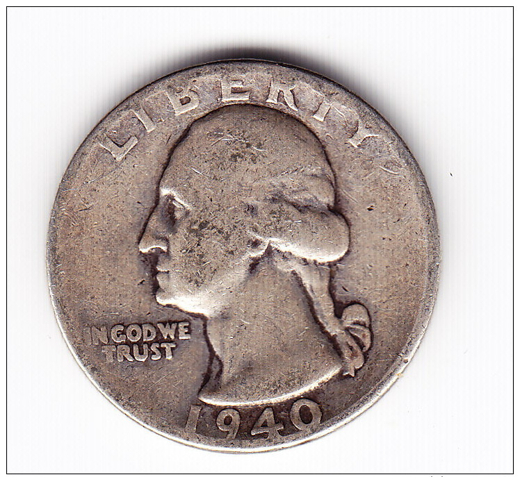 1940 USA 25 Cent Coin - 1932-1998: Washington