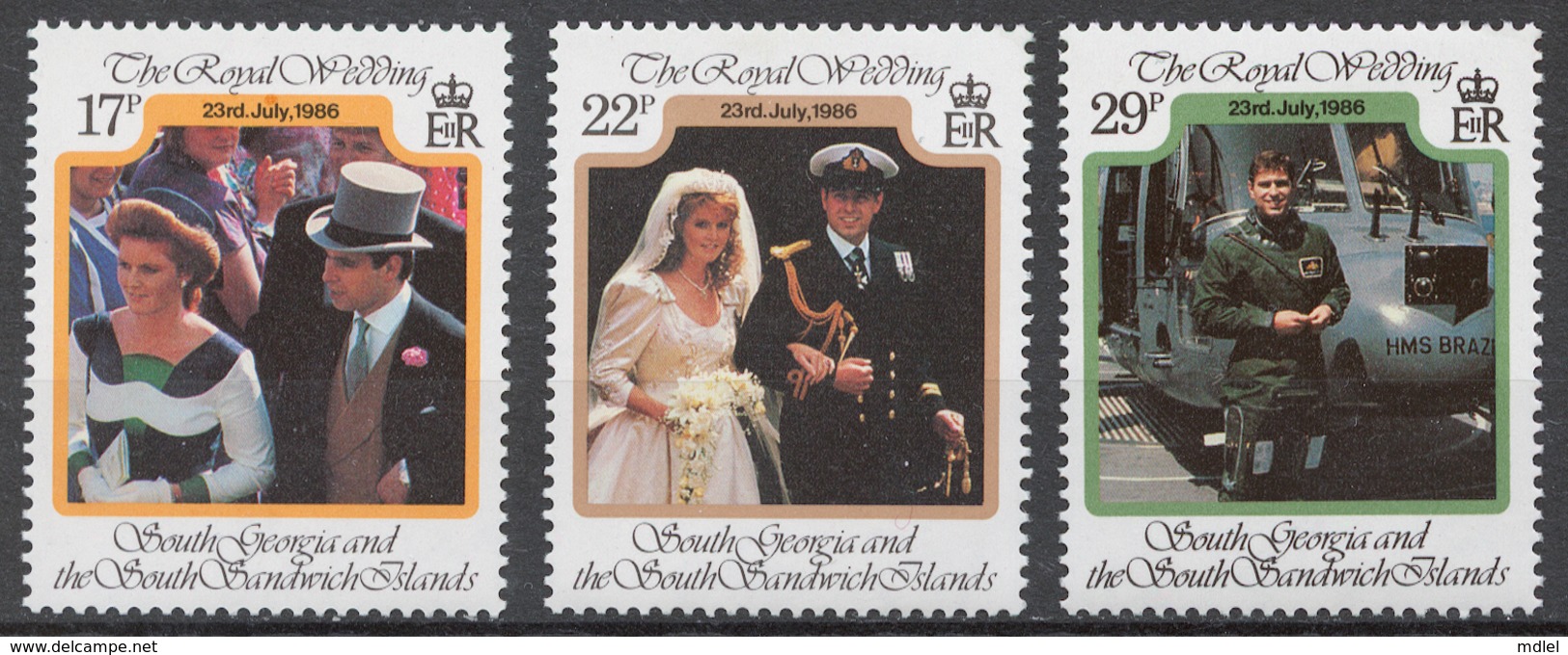 South Georgia 1986 Mi# 147-49** WEDDING OF PRINCE ANDREW AND SARAH FERGUSON - Südgeorgien