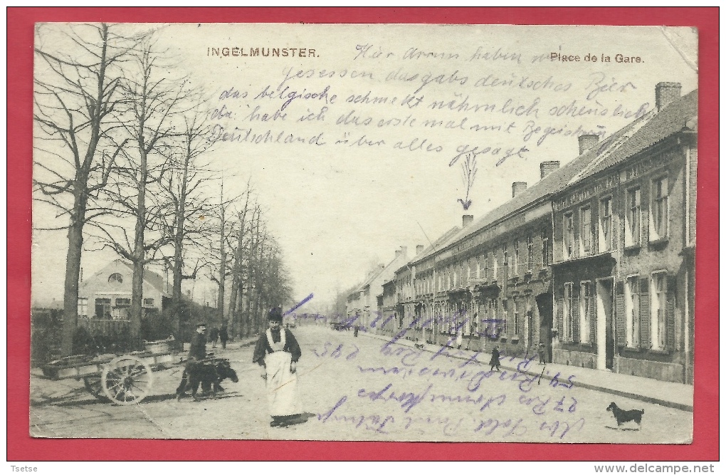 Ingelmunster - Place De La Gare -  Hondenkar - 1915  (verso Zien ) - Ingelmunster