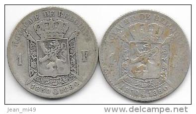 BELGIQUE - LOT DE 2 PIECES DE 1 FRANCS - 1830-1880 - Léopold 1er - ARGENT - 1 Franc