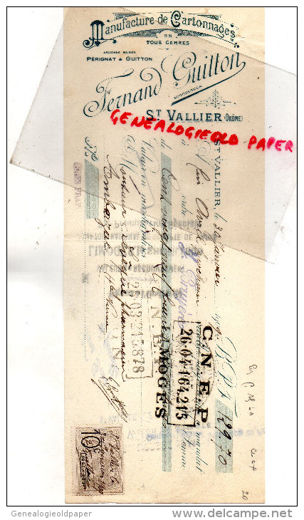 26 - ST SAINT VALLIER - MANDAT FERNAND GUITTON- MANUFACTURE CARTONNAGES- PERIGNAT -1909 - Druck & Papierwaren