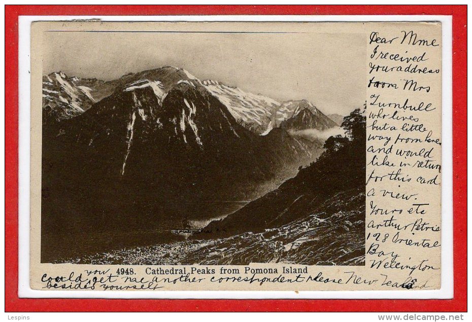 OCEANIE - NOUVELLE ZELANDE -- Cathedral Peaks From Pomona Island - New Zealand