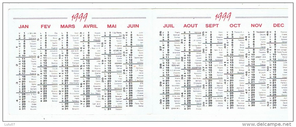 lot  5  petits calendriers  1982 _ 1994  199 _1999 _2008