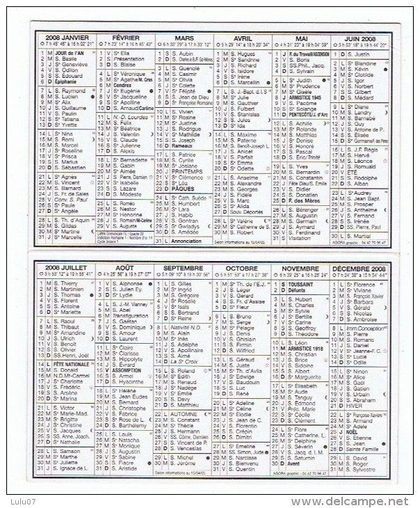 lot  5  petits calendriers  1982 _ 1994  199 _1999 _2008