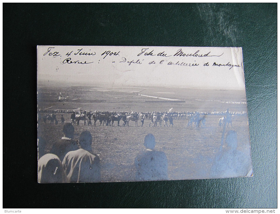 Carte Photo - FEZ - FETE DU MOULOUD - REVUE : DEFILE DE L'ARTILLERIE DE MONTAGNE - Fez (Fès)