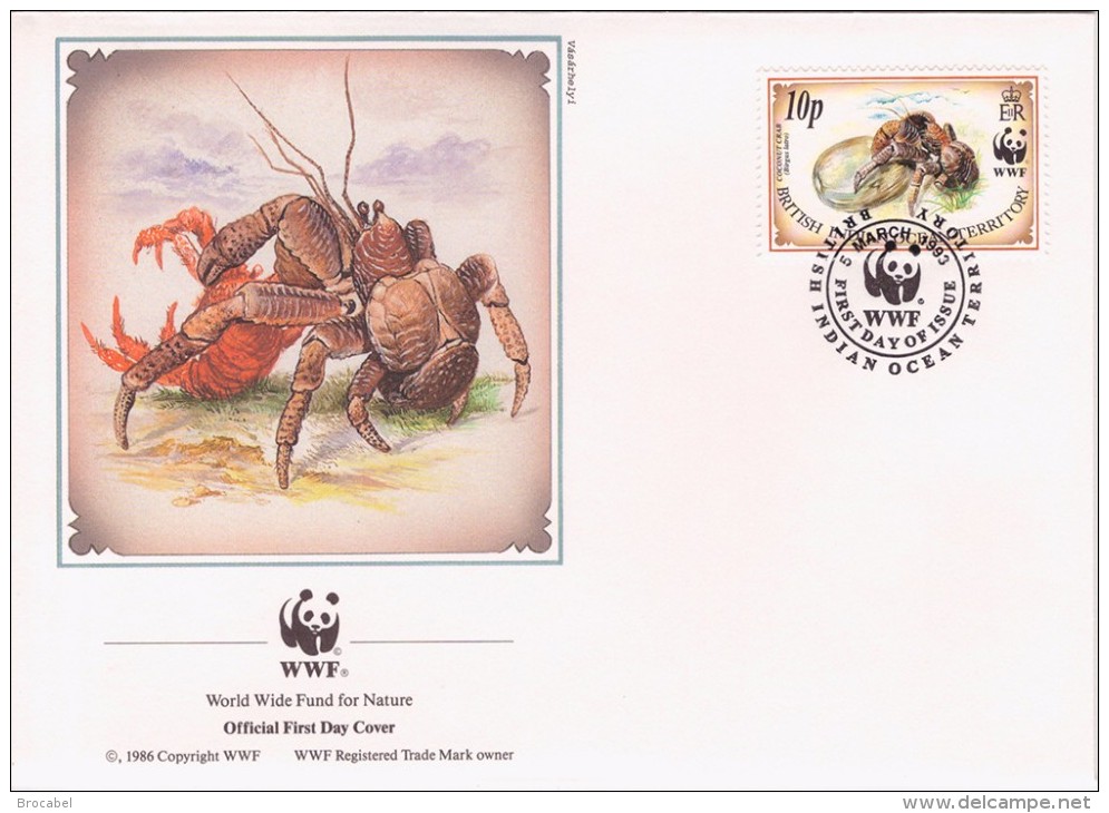 WWF Britisch Territory 4 FDC Crustacés - Crustaceans