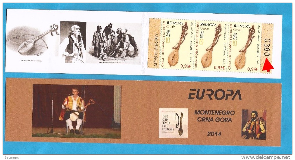 2014  349  EUROPA CEPT  CRNA GORA MONTENEGRO  VOLKSMUSIKINSTRUMENTEN   BOOKLET-  MNH - 2014