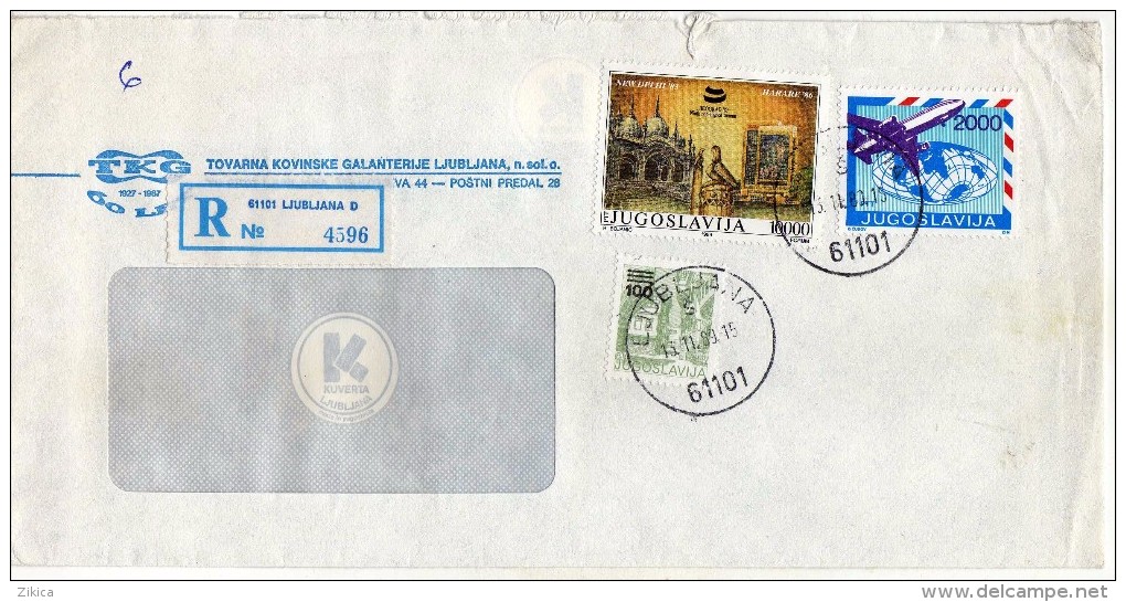 Yugoslavia Slovenia Ljubljana Registered Letter,.stamp 1989.- New Delhi India Harare Zimbabwe Africa - Storia Postale