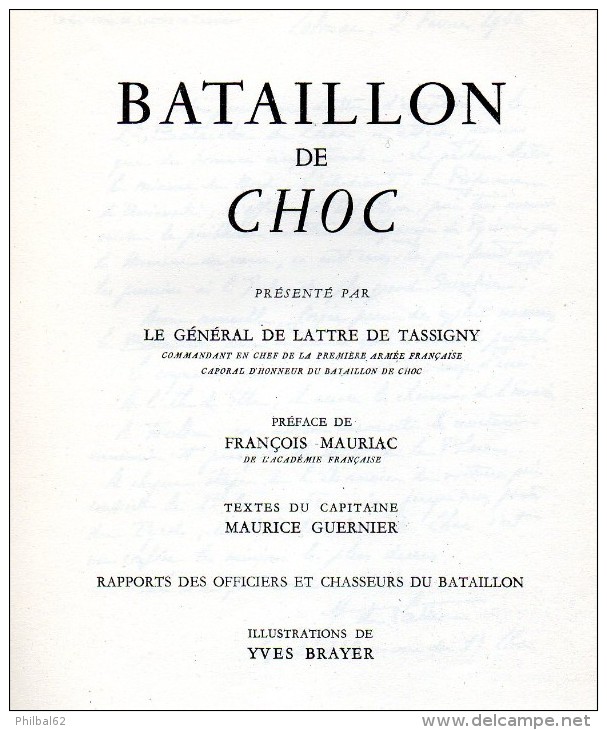 Bataillon De Choc, De M.Guernier. Récits Et Rapports Des Officiers Et Chasseurs Du Bataillon De Parachutistes. WW2 - Guerre 1939-45