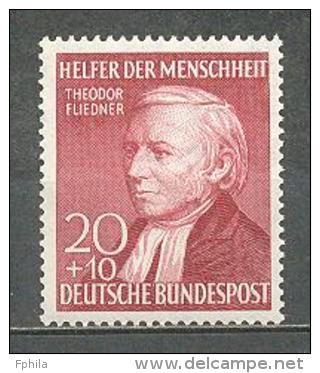 1952 GERMANY WELFARE FAMOUS PEOPLE - T. FLIEDNER MICHEL: 158 MNH ** - Unused Stamps