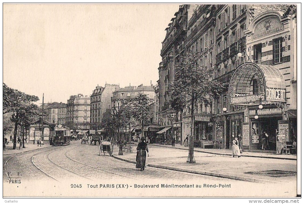 CPA RARE PARIS BOULEVARD MENILMONTANT AU ROND POINT - Arrondissement: 20