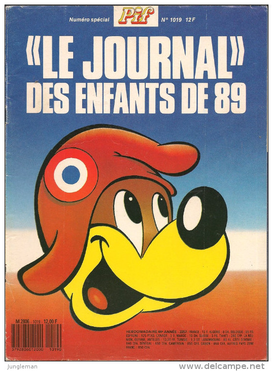 Pif N° 1019 De Oct 1988 - Avec Noël & Marie, Révolution 1789, Radio Kids, Placid Et Muzo, Smith & Wesson. Revue En BE - Pif & Hercule