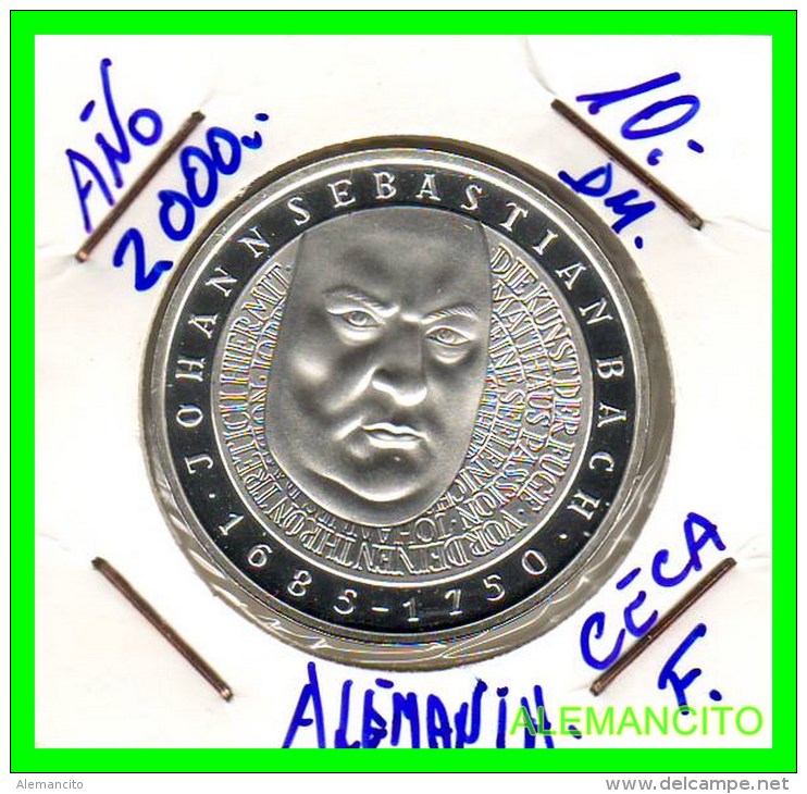 ALEMANIA  - BRD  - MONEDA DE 10 DM  PLATA  S/C  AÑO 2000-F  PROOF - Conmemorativas