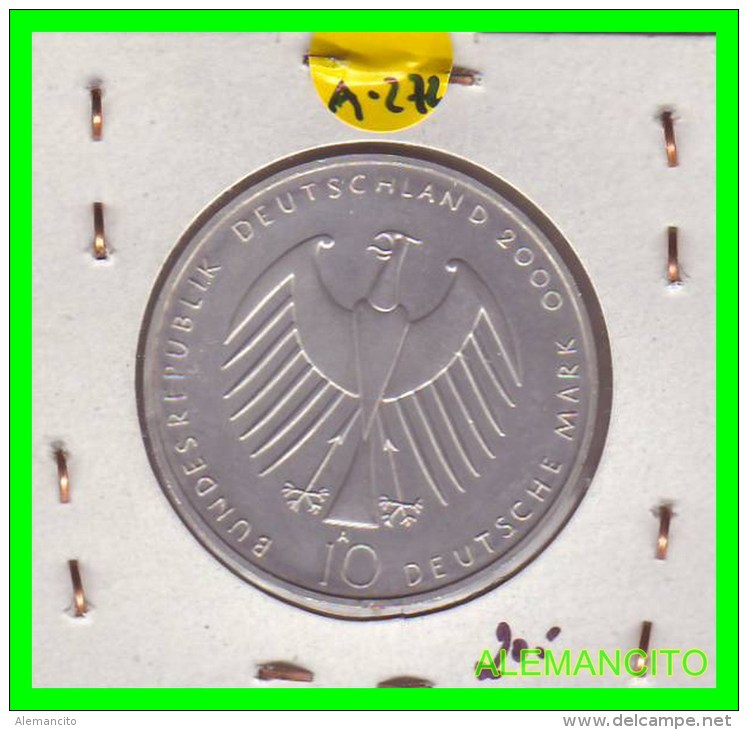 ALEMANIA  - BRD  - MONEDA DE 10 DM  PLATA  S/C  AÑO 2000-A - Conmemorativas