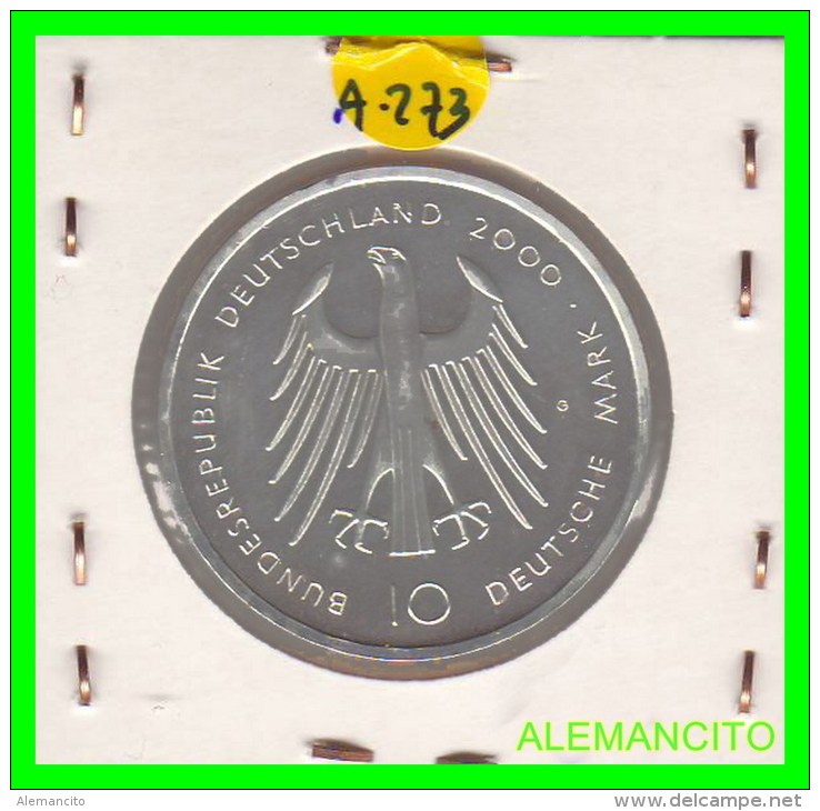 ALEMANIA  - BRD  - MONEDA DE 10 DM  PLATA  S/C  AÑO  2000-G  PROOF - Conmemorativas