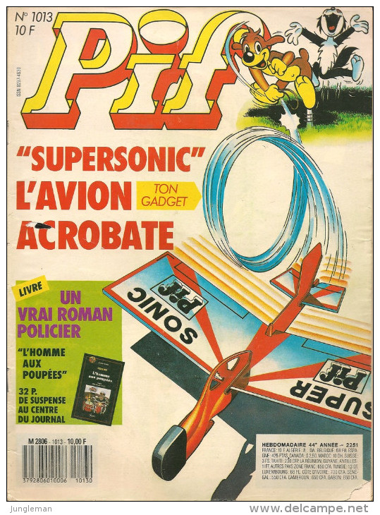 Pif N° 1013 De Août 1988 - Avec Hercule, Aziz Bricolo, Smith & Wesson, Placid Et Muzo. Revue En BE - Pif & Hercule