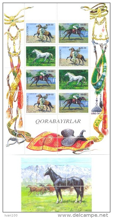 1999. Uzbekistan, Horse Racing, Sheetlet + S/s, Mint/** - Ouzbékistan