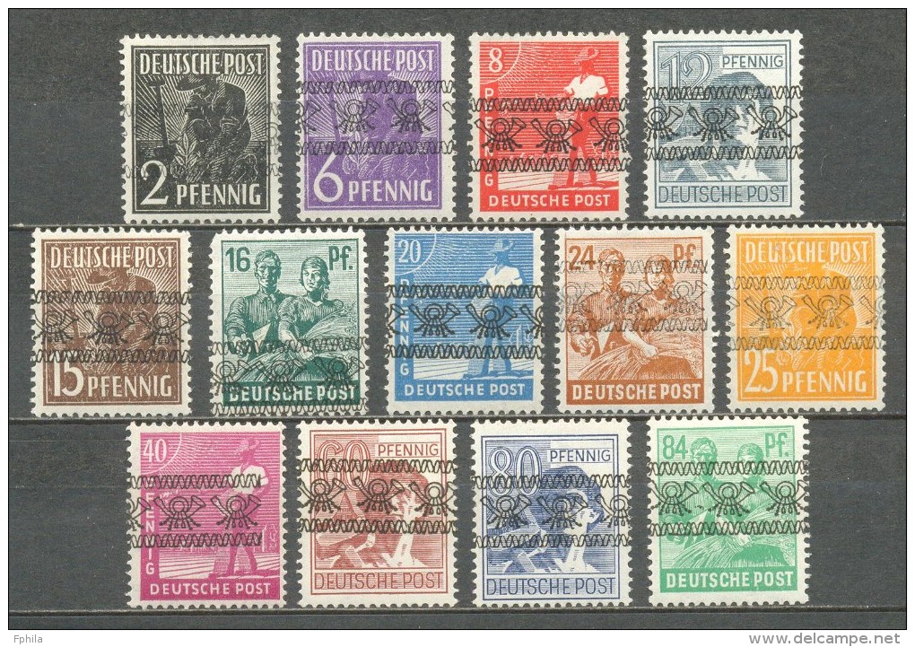 1948 GERMANY BAR SHAPE OVERPRINTS MICHEL: 36-38, 40-45, 47, A49-51I MNH ** / MH * - Other & Unclassified