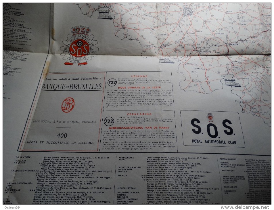 Carte Du Royal Automobile Club De Belgique-état Des Routes 1952 - Autres & Non Classés