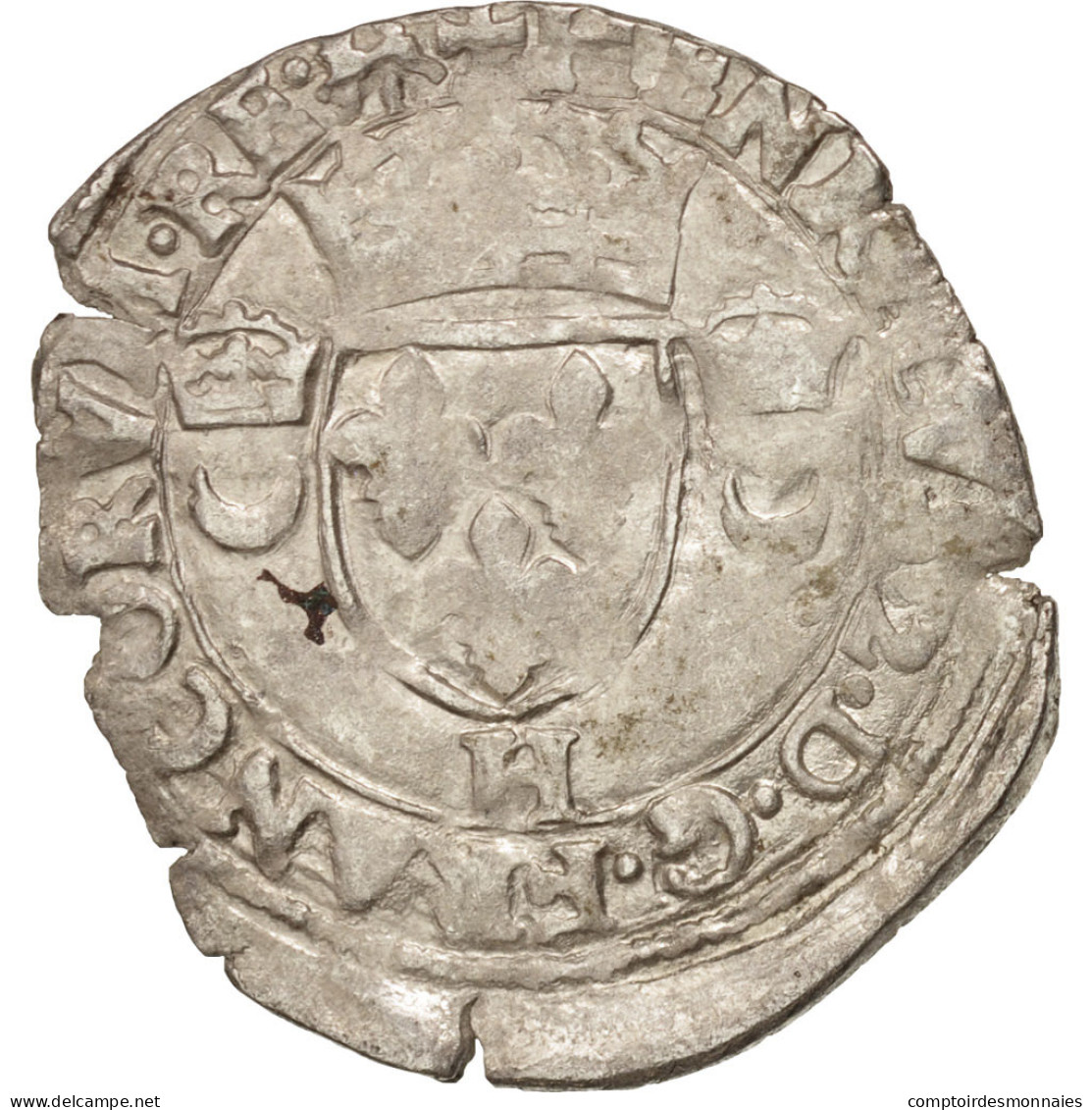 Monnaie, France, Douzain Aux Croissants, 1551, La Rochelle, TB+, Billon - 1547-1559 Heinrich II.