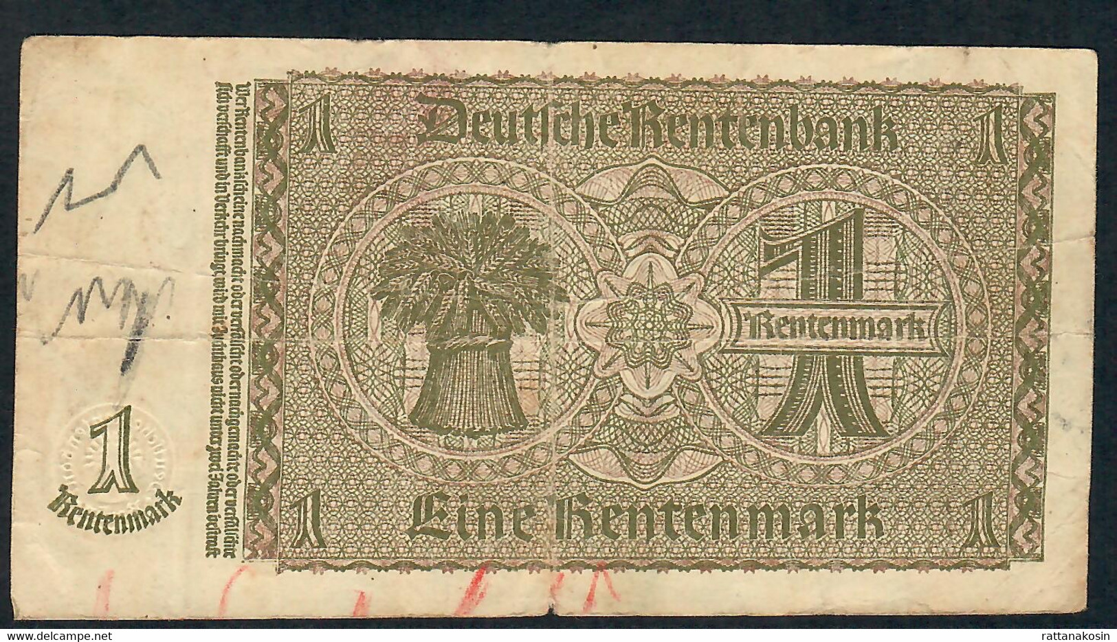 GERMANY P173b 1 RENTENMARK  3.1.1937 Letter V    F-VF - Altri & Non Classificati