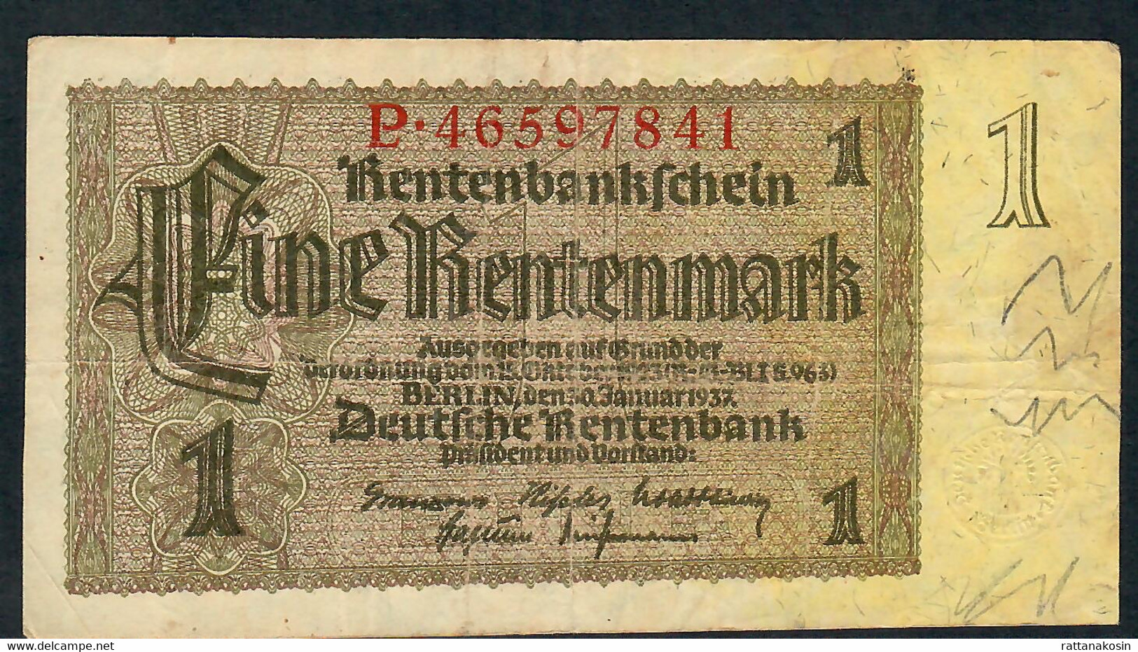 GERMANY P173b 1 RENTENMARK  3.1.1937 Letter P   F-VF - Altri & Non Classificati