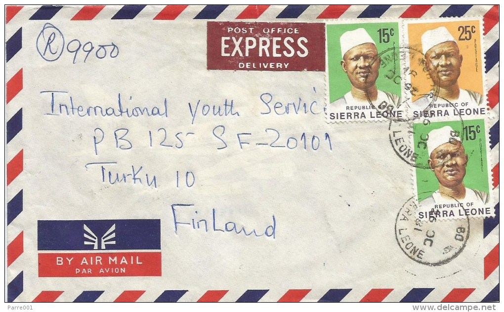 Sierra Leone 1981 Bo President Siaka Stevens 15c 25c Registered Express Cover - Sierra Leone (1961-...)