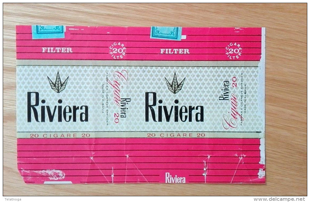 Old Empty Flattened Cigarette Pack RIVIERA - Albania 1980´s - Schnupftabakdosen (leer)