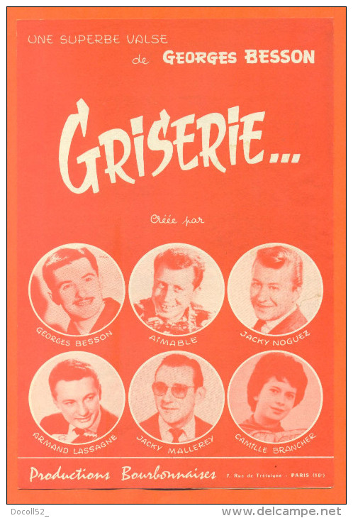 Partition  " Griserie " Valse De Georges Besson - Aimable , Lassagne , Noguez , ... Feuillet De 4 Pages - Folk Music