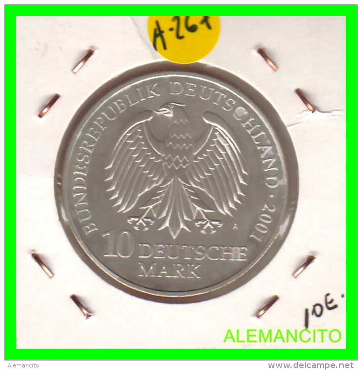 ALEMANIA  - BRD  - MONEDA DE 10 DM  PLATA  S/C  AÑO  2001-A PROOF - Conmemorativas