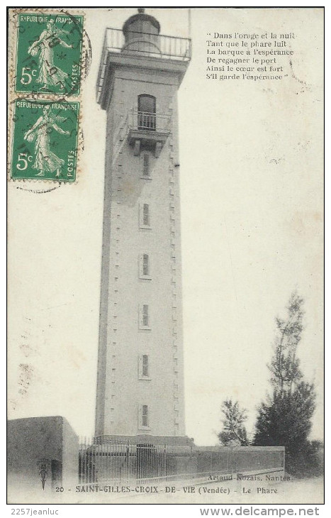 CP - 85 - Saint Guilles Croix De Vie Le Phare 1915 - Saint Gilles Croix De Vie