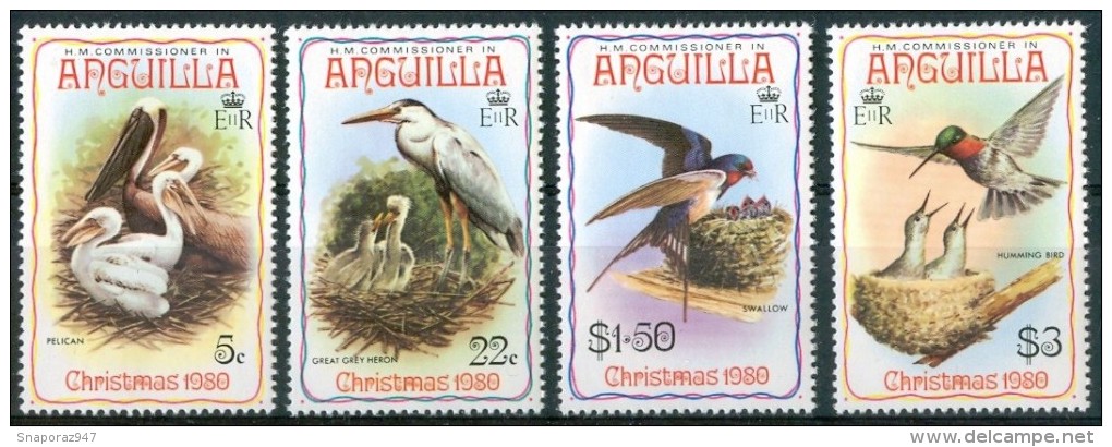 1980 Anguilla Natale Christmas Noel Uccelli Birds Oiseaux Set MNH** B66 - Altri & Non Classificati