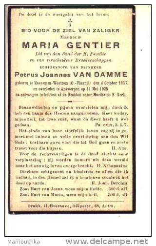 Doodsprentje Maria GENTIER Echtg. Petrus Joannes Van Damme Massemem-Westrem 1857 Antwerpen 1925 - Devotion Images