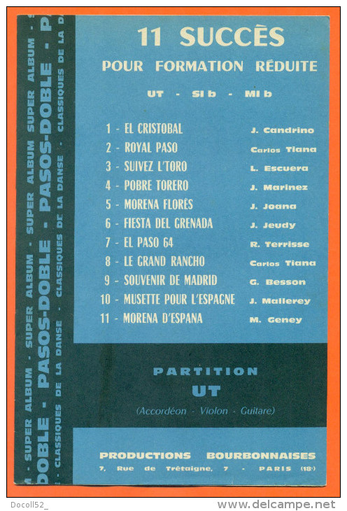 Partition " 11 Succés Pour Formation Reduite " Pasos-doble - 12 Pages - Música Folclórica