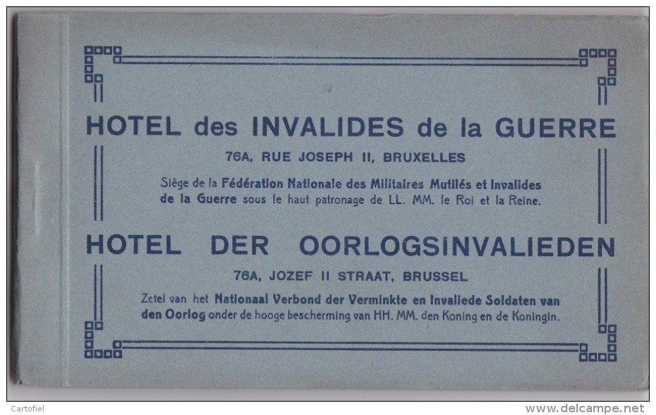 BRUXELLES-HOTEL DES INVALIDES DE LA GUERRE-RUE JOSEPH II-CARNET-COMPLET-12 CARTES-TOP-CONDITION-RARE-VOYEZ 14 SCANS  ! ! - Santé, Hôpitaux